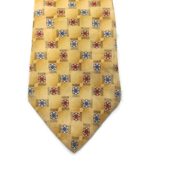 Arrow‎ Mens Necktie Tie Yellow Red Blue Accents Geometric 61" Long - Picture 2 of 8